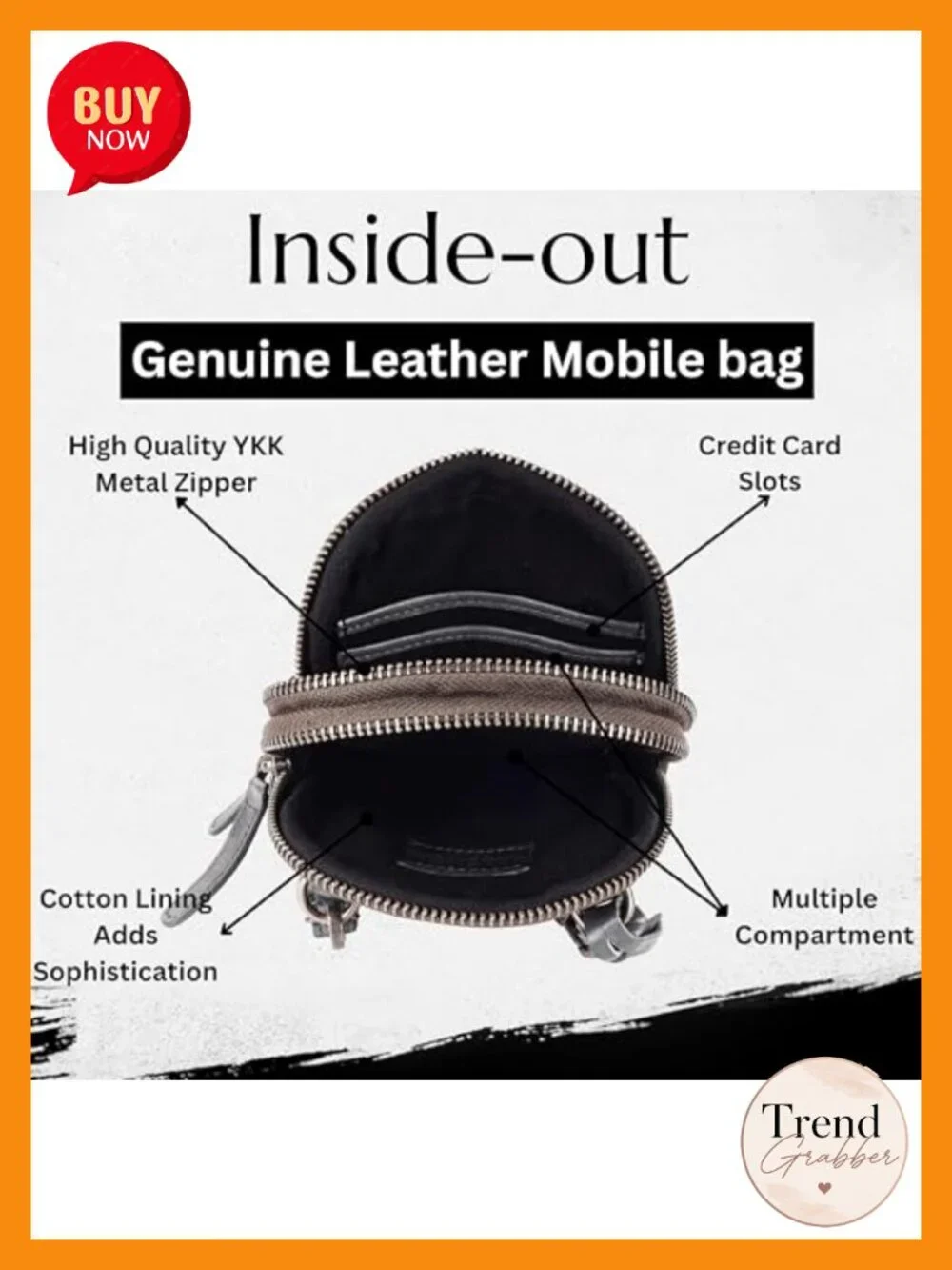 Genuine Italian Leather Small Crossbody Bag with Cell Phone Pocket and